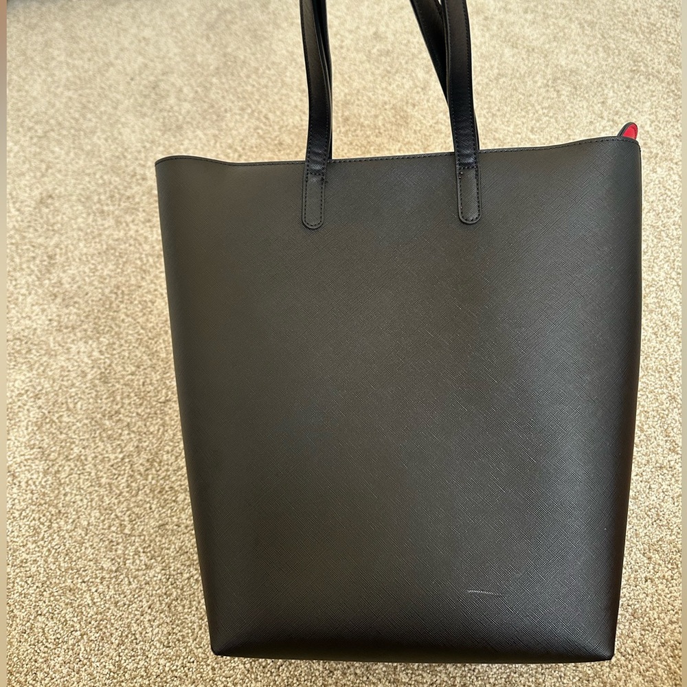 Black Women's Laptop Tote Bag - Minimal Professional Carryall